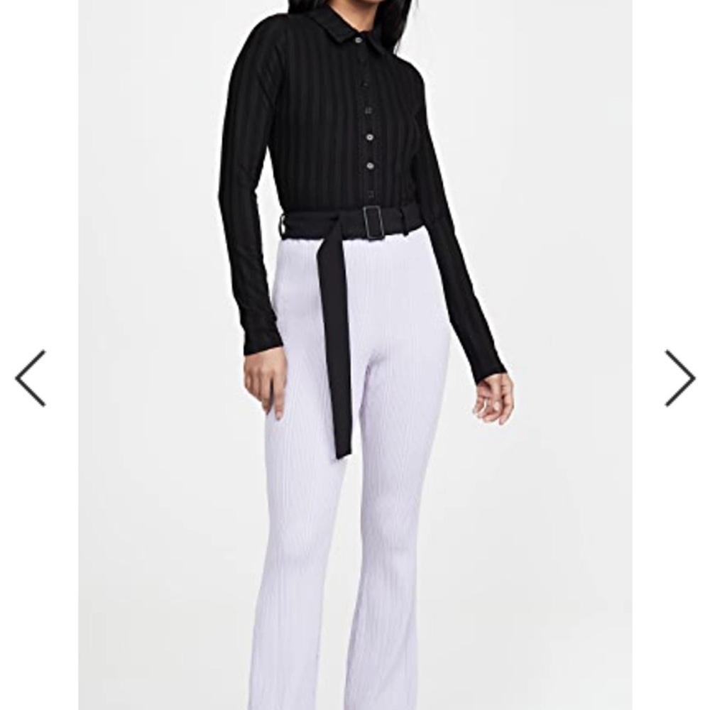 Ellery Long Ribbed Flare Pants with Belt Sash Sz 6 Made in Italy